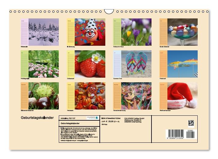 Geburtstagskalender (Wandkalender immerwährend DIN A3 quer) (CALVENDO Wandkalender 0)