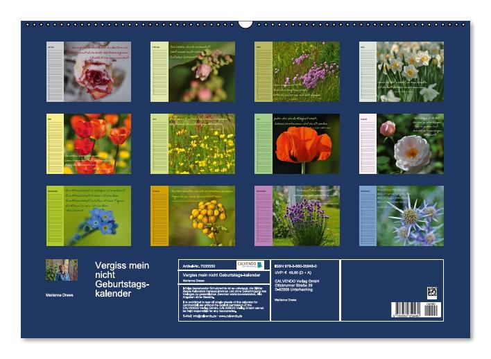 Vergiss mein nicht Geburtstagskalender (Wandkalender immerwährend DIN A2 quer) (CALVENDO Wandkalender 0)