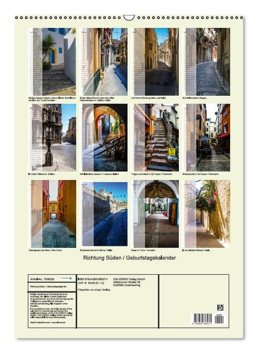 Richtung Süden / Geburtstagskalender (Wandkalender immerwährend DIN A2 hoch) (CALVENDO Wandkalender 0)
