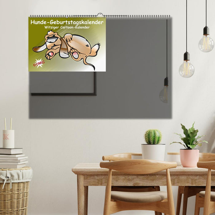 Hunde-Geburtstagskalender / Witziger Cartoon-Kalender (Wandkalender immerwährend DIN A2 quer) (CALVENDO Wandkalender 0)