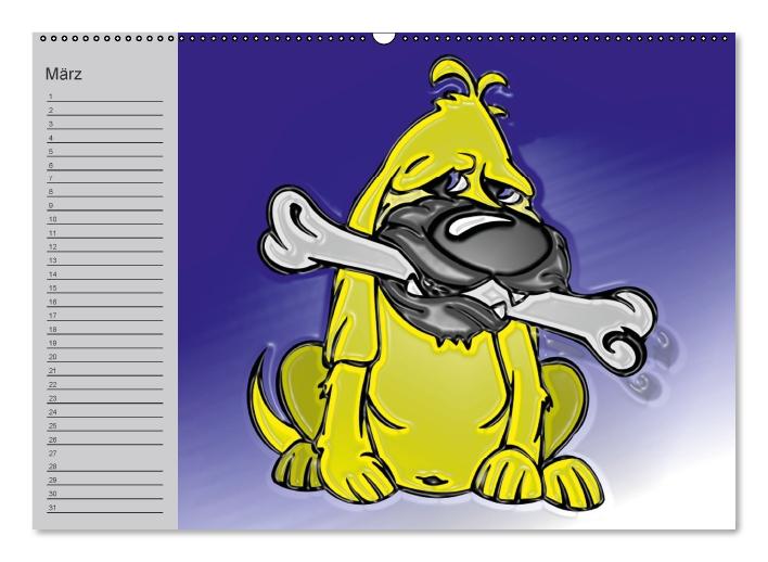 Hunde-Geburtstagskalender / Witziger Cartoon-Kalender (Wandkalender immerwährend DIN A2 quer) (CALVENDO Wandkalender 0)