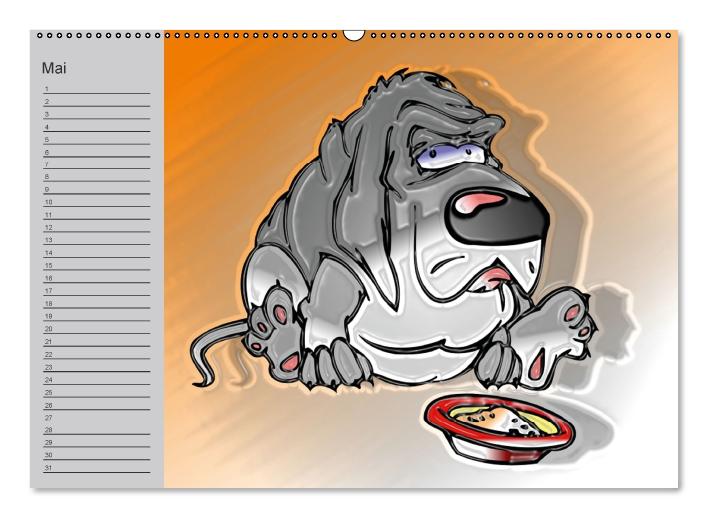 Hunde-Geburtstagskalender / Witziger Cartoon-Kalender (Wandkalender immerwährend DIN A2 quer) (CALVENDO Wandkalender 0)