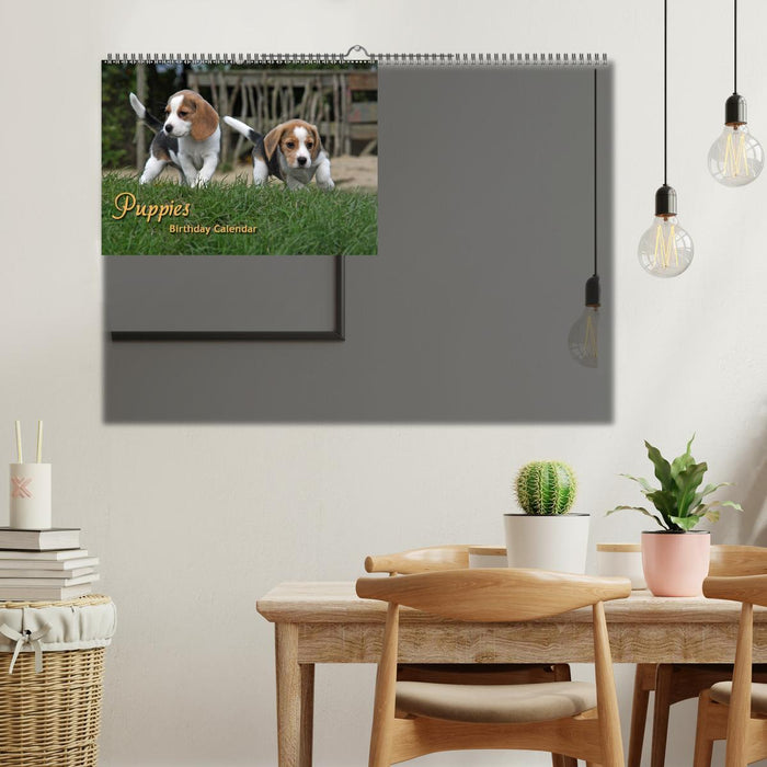 Puppies Birthday Calendar / UK-Version (Wall Calendar perpetual DIN A2 Landscape) (CALVENDO Monthly Calendar 0)