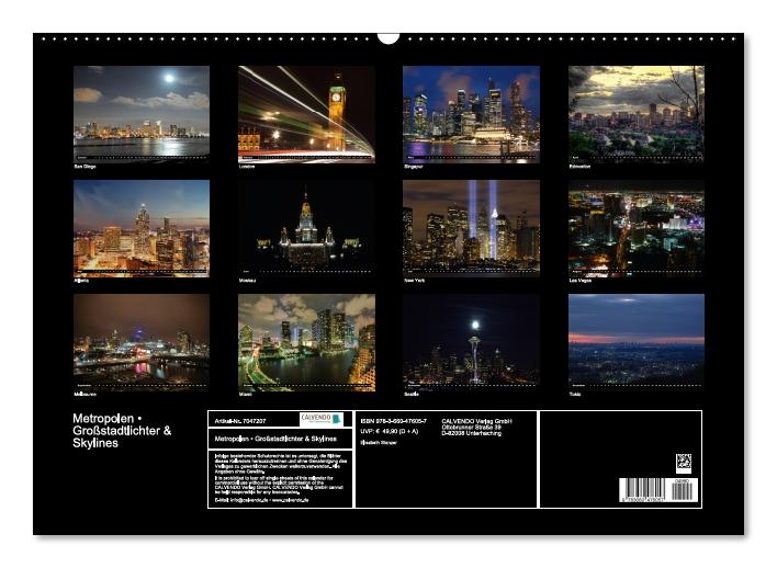 Metropolen • Großstadtlichter & Skylines (Wandkalender immerwährend DIN A2 quer) (CALVENDO Wandkalender 2014)