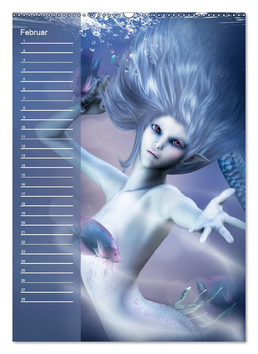 Magische Meerjungfrauen (Wandkalender immerwährend DIN A2 hoch) (CALVENDO Wandkalender 2019)