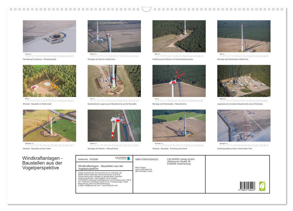 Windkraftanlagen - Baustellen aus der Vogelperspektive (CALVENDO Wandkalender 2018)