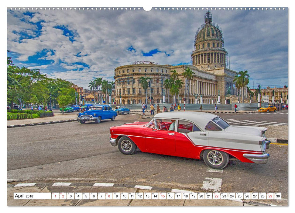 Kuba und die Oldtimer - farbenfrohe Nostalgie (CALVENDO Wandkalender 2018)