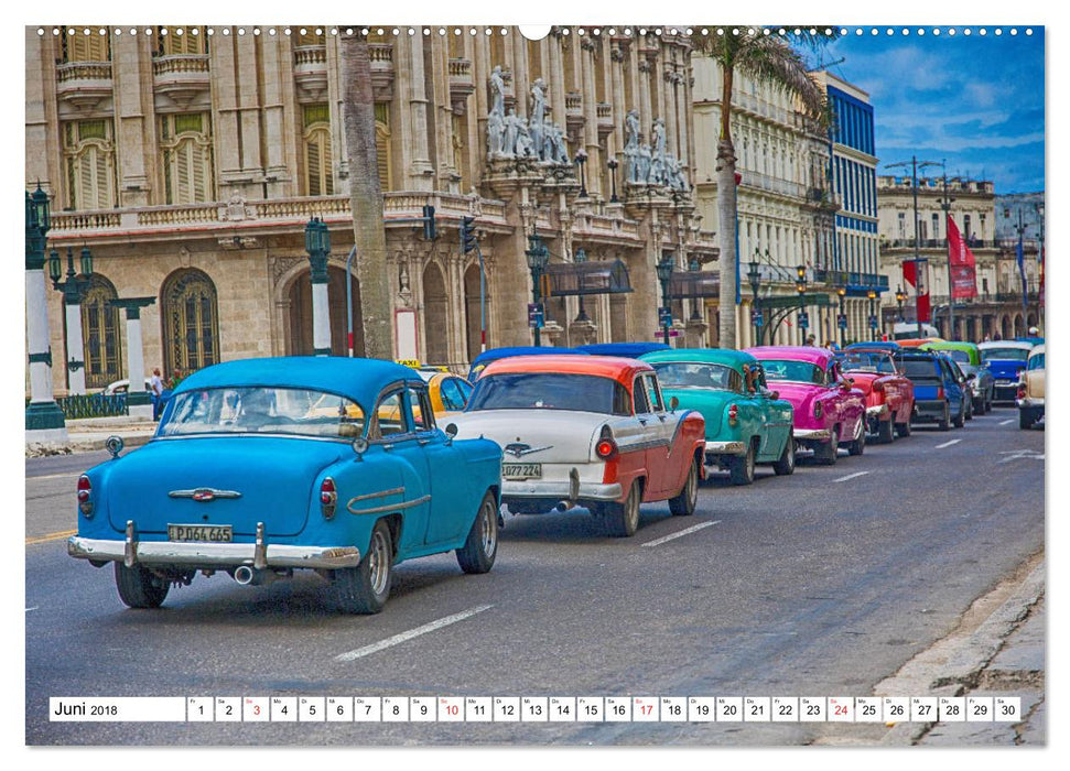 Kuba und die Oldtimer - farbenfrohe Nostalgie (CALVENDO Wandkalender 2018)