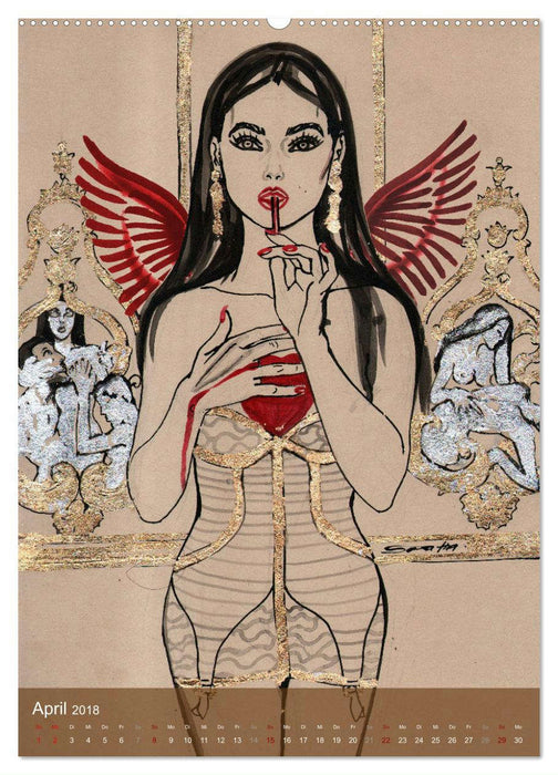 Engel / Angel. Illustrationen, Zeichnungen, Grafiken und Malerei mit Engeln der Marke "Burlesque up your wall" von Sara Horwath (CALVENDO Wandkalender 2018)