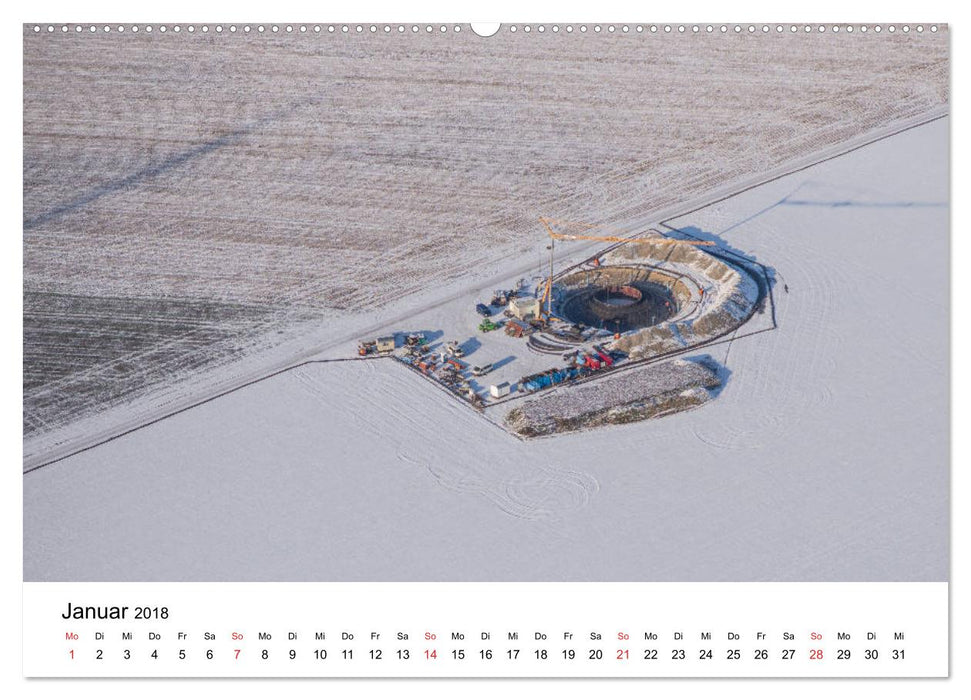 Windkraftanlagen - Baustellen aus der Vogelperspektive (CALVENDO Premium Wandkalender 2018)