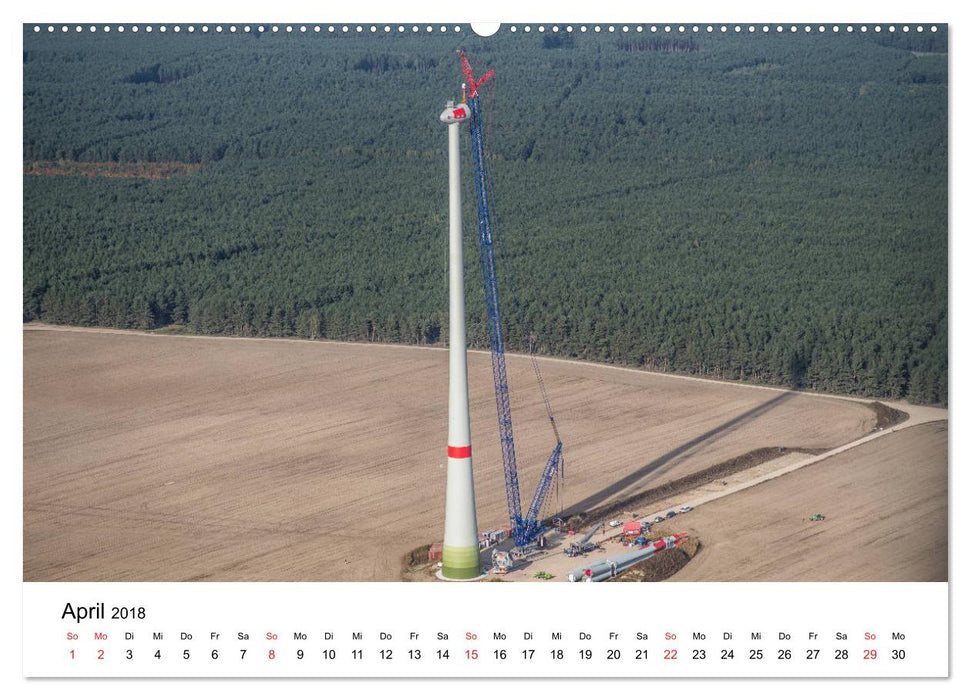 Windkraftanlagen - Baustellen aus der Vogelperspektive (CALVENDO Premium Wandkalender 2018)