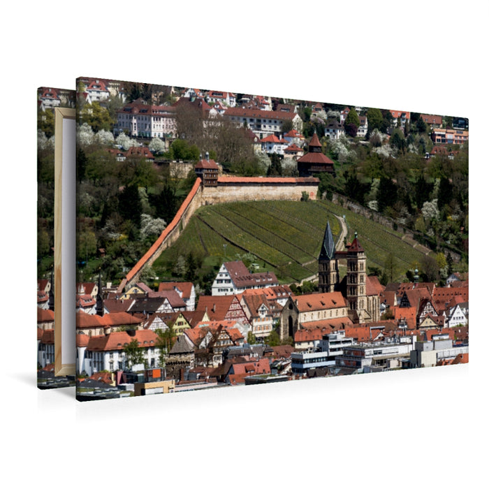 Premium Textil-Leinwand Premium Textil-Leinwand 120 cm x 80 cm quer Luftbild auf Burg und Stadtkirche