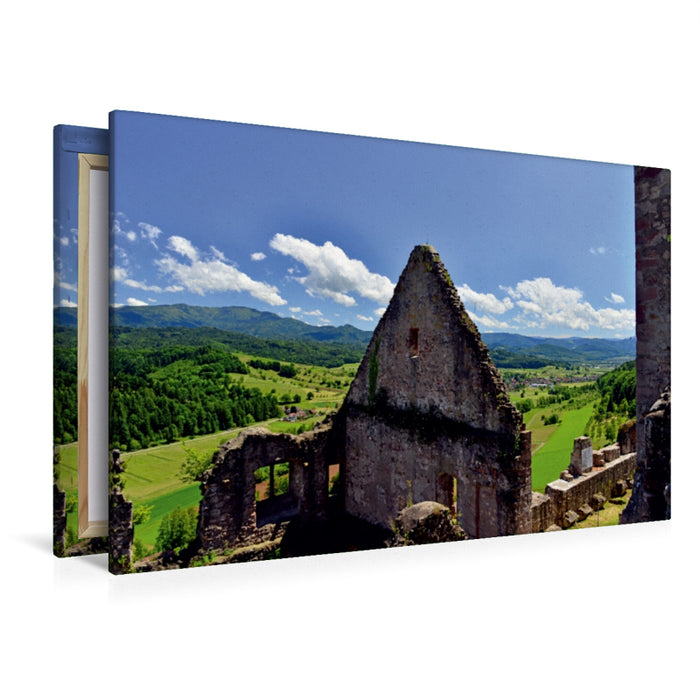 Premium Textil-Leinwand Premium Textil-Leinwand 120 cm x 80 cm quer Blick von der Hochburg zum Schwarzwald mit dem schönen Nachbarort Sexau