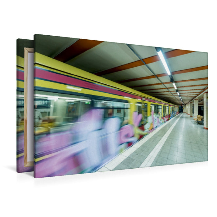 Premium Textil-Leinwand Premium Textil-Leinwand 120 cm x 80 cm quer Berliner U-Bahn