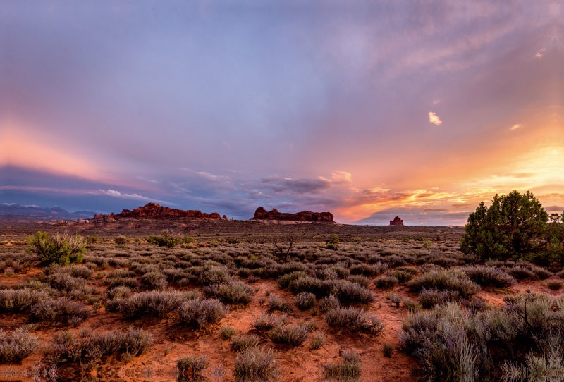 Premium Textil-Leinwand Premium Textil-Leinwand 120 cm x 80 cm quer Sunset - Arches National Park