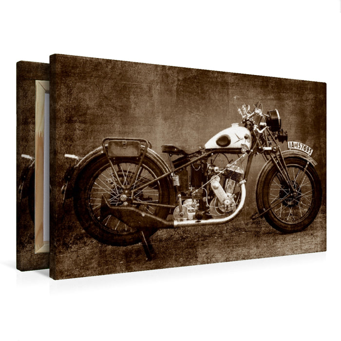 Toile textile premium Toile textile premium 75 cm x 50 cm de diamètre Un motif du calendrier moto vintage 