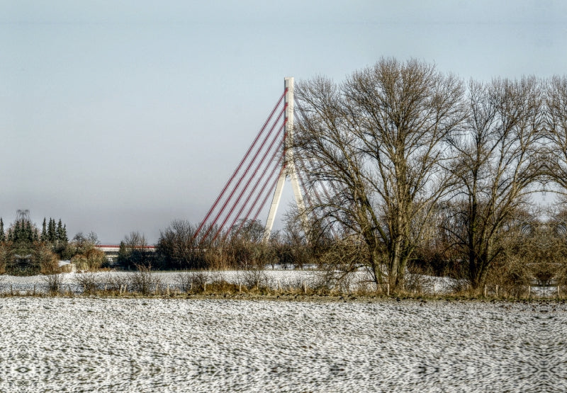 Toile textile haut de gamme Toile textile haut de gamme 45 cm x 30 cm sur le pont du Rhin en hiver 