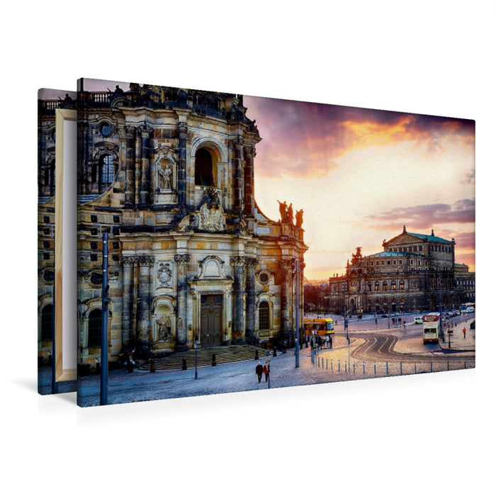 Toile textile haut de gamme Toile textile haut de gamme 120 cm x 80 cm de large Un motif du calendrier / calendrier d'anniversaire de Dresde 2017 "Semperoper Dresden" 