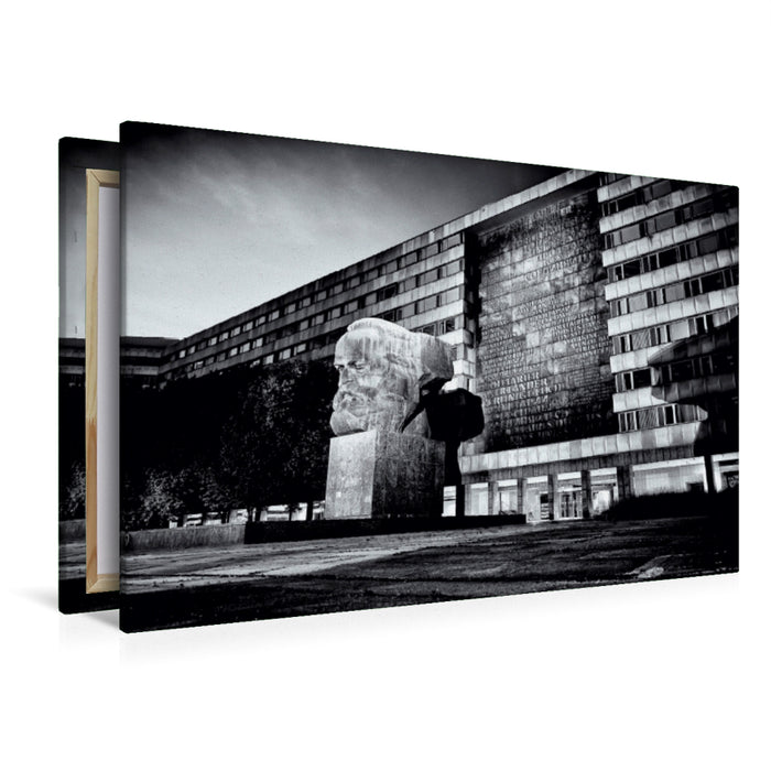 Premium Textil-Leinwand Premium Textil-Leinwand 120 cm x 80 cm quer Karl-Marx-Monument bei Nacht