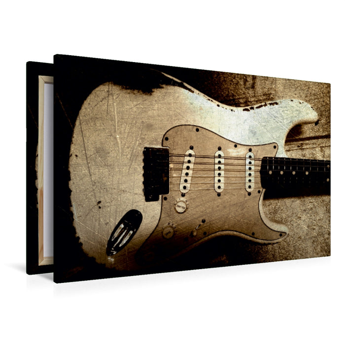 Toile textile premium Toile textile premium 120 cm x 80 cm paysage guitare vintage 