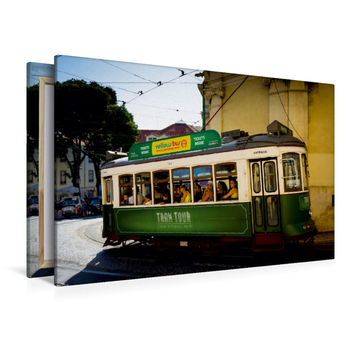 Premium Textil-Leinwand Premium Textil-Leinwand 120 cm x 80 cm quer Strassenbahn in der Altstadt