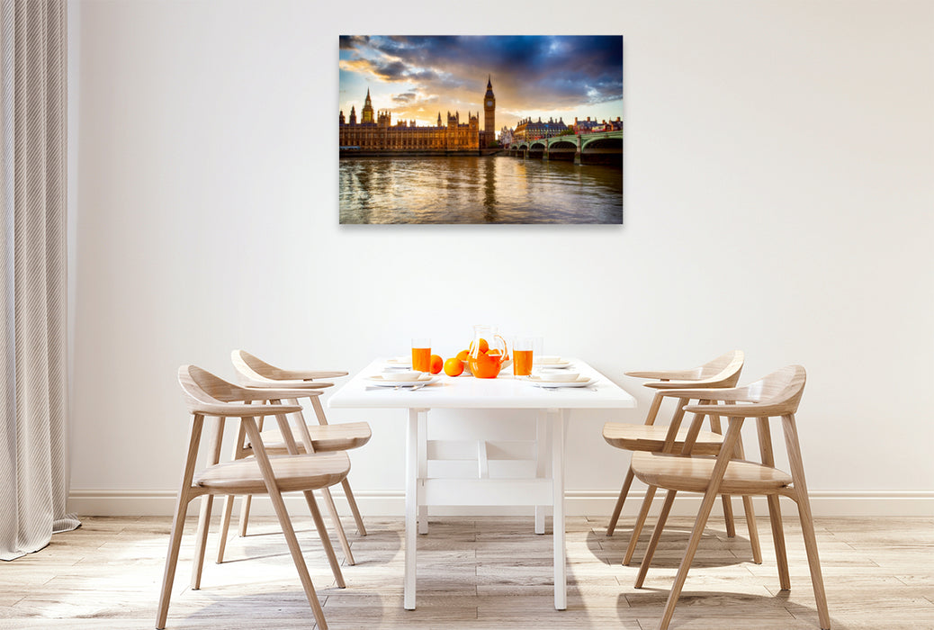 Premium Textil-Leinwand Premium Textil-Leinwand 120 cm x 80 cm quer Westminster Bridge/Big Ben