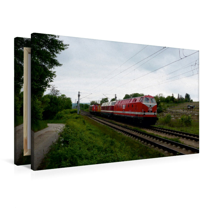 Premium Textil-Leinwand Premium Textil-Leinwand 90 cm x 60 cm quer Ein Motiv aus dem Kalender U-Boot trifft Babelsbergerin. Die Baureihen 118 und 119 der Deutschen Reichsbahn