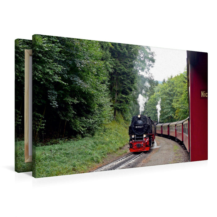 Premium Textil-Leinwand Premium Textil-Leinwand 90 cm x 60 cm quer Bei der Brockenbahn im Harz