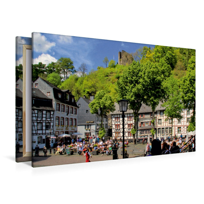 Premium Textil-Leinwand Premium Textil-Leinwand 120 cm x 80 cm quer Marktplatz in Monschau