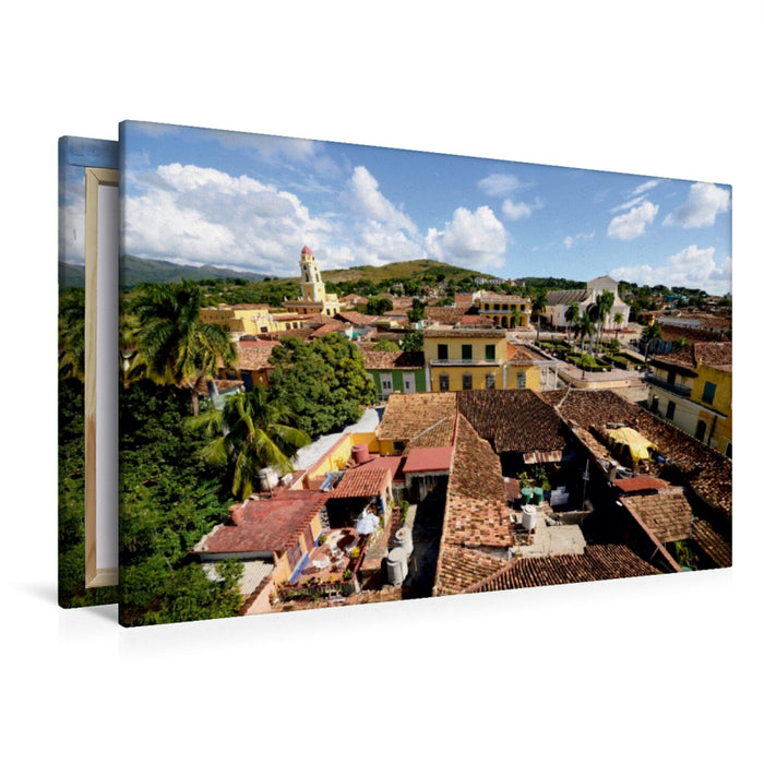Premium Textil-Leinwand Premium Textil-Leinwand 120 cm x 80 cm quer Über den Dächern von Trinidad