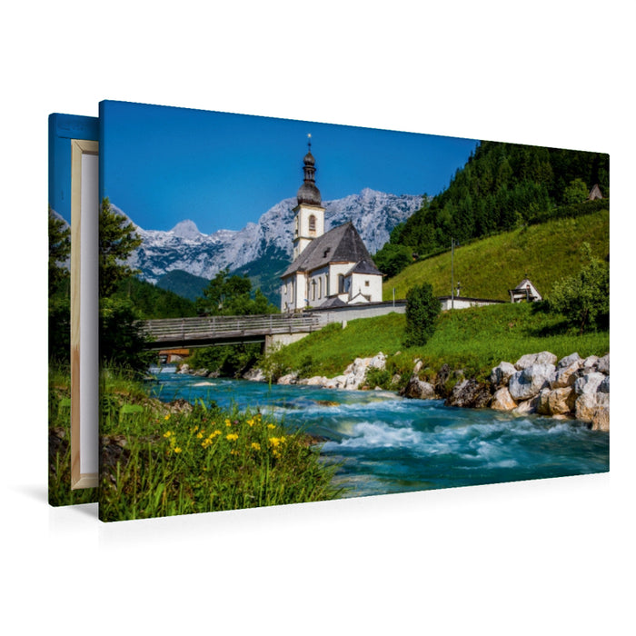 Toile textile haut de gamme Toile textile haut de gamme 120 cm x 80 cm paysage Printemps à Ramsau 