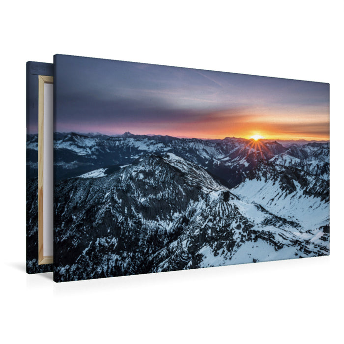 Premium Textil-Leinwand Premium Textil-Leinwand 120 cm x 80 cm quer Sonnenaufgang im Karwendel