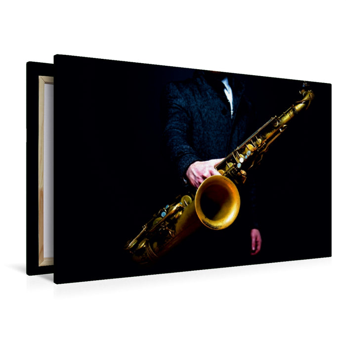 Toile textile premium Toile textile premium 120 cm x 80 cm paysage saxophone ténor 