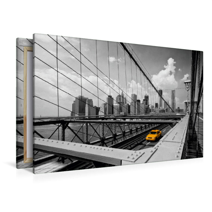 Premium Textil-Leinwand Premium Textil-Leinwand 120 cm x 80 cm quer NYC Blick von der Brooklyn Bridge
