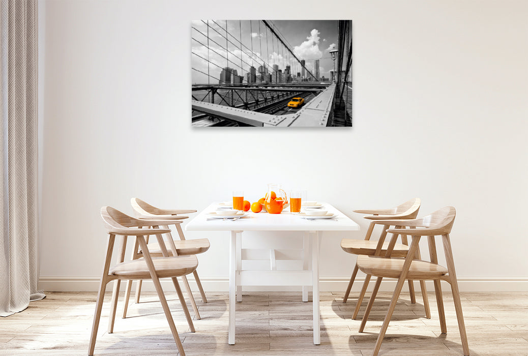 Premium Textil-Leinwand Premium Textil-Leinwand 120 cm x 80 cm quer NYC Blick von der Brooklyn Bridge