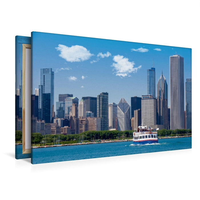 Premium Textil-Leinwand Premium Textil-Leinwand 120 cm x 80 cm quer CHICAGO Skyline