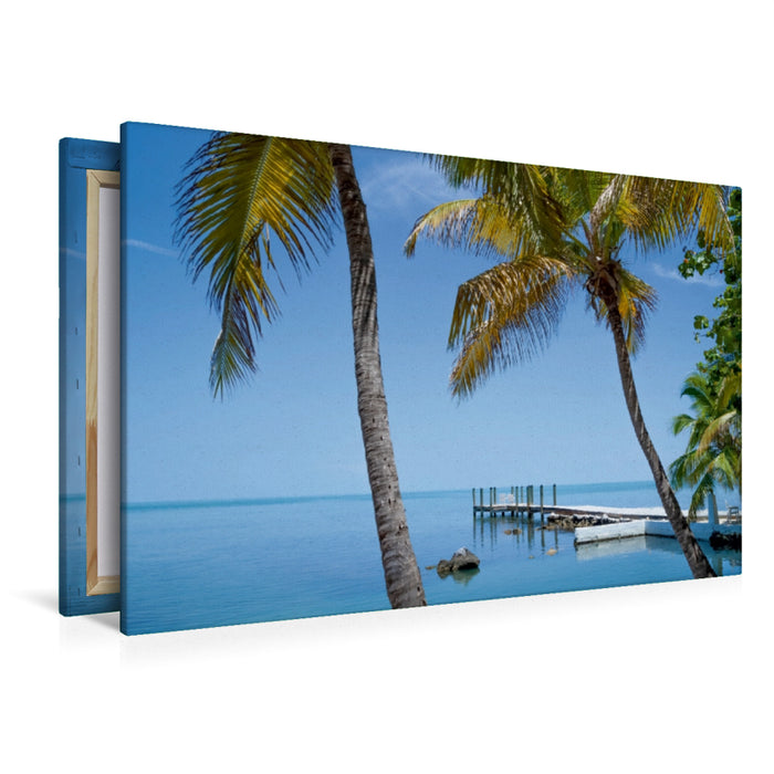 Toile textile premium Toile textile premium 120 cm x 80 cm paysage FLORIDA KEYS palmiers &amp; vue mer 