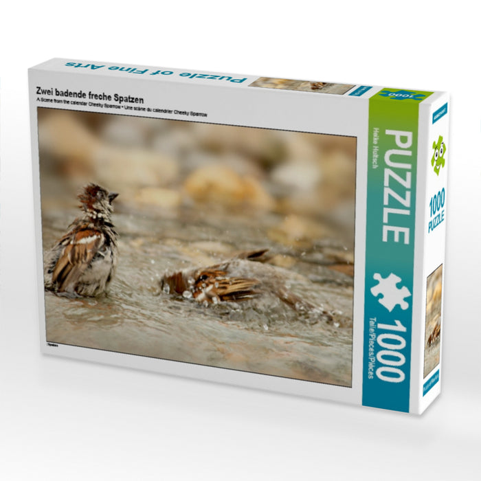 Zwei badende freche Spatzen - CALVENDO Foto-Puzzle - calvendoverlag 29.99