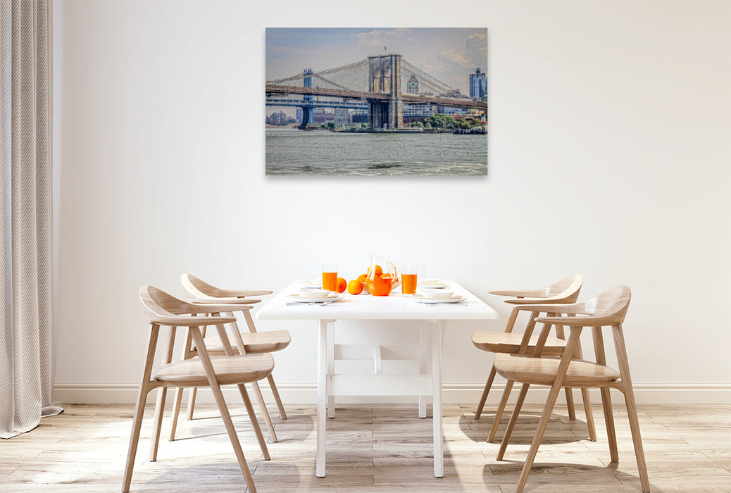 Premium Textil-Leinwand Premium Textil-Leinwand 120 cm x 80 cm quer New York Brooklyn Bridge