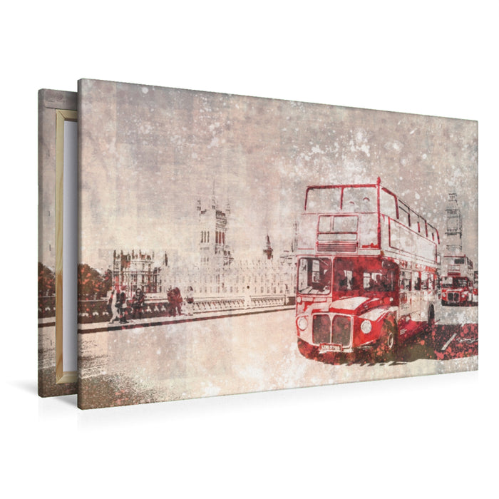 Toile textile premium Toile textile premium 120 cm x 80 cm paysage City-Art LONDON Bus Rouges 
