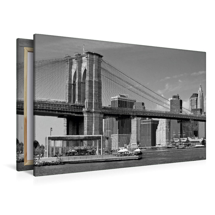 Toile textile haut de gamme Toile textile haut de gamme 120 cm x 80 cm à travers le pont de Brooklyn Monochrome 