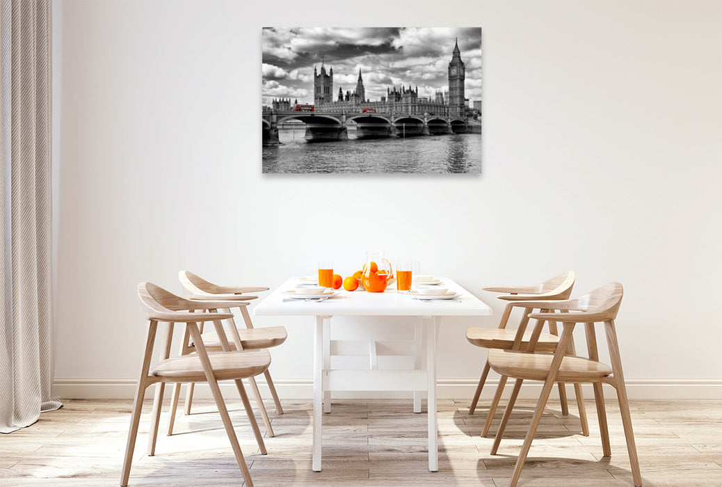 Toile textile haut de gamme Toile textile haut de gamme 120 cm x 80 cm paysage LONDRES Pont de Westminster et Chambres du Parlement 