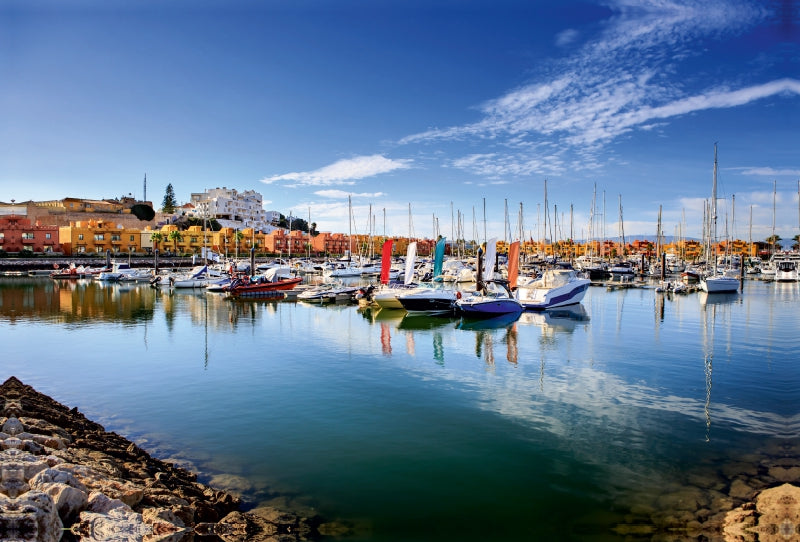 Toile textile premium Toile textile premium 120 cm x 80 cm paysage Marina à Portimao en Algarve, Portugal 