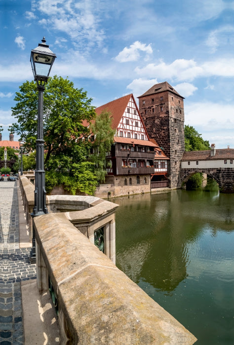 Premium Textil-Leinwand Premium Textil-Leinwand 80 cm x 120 cm  hoch NÜRNBERG Blick von der Maxbrücke zum Henkersteg