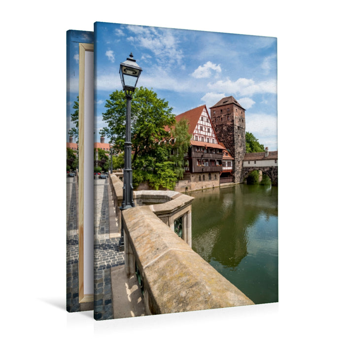 Premium Textil-Leinwand Premium Textil-Leinwand 80 cm x 120 cm  hoch NÜRNBERG Blick von der Maxbrücke zum Henkersteg