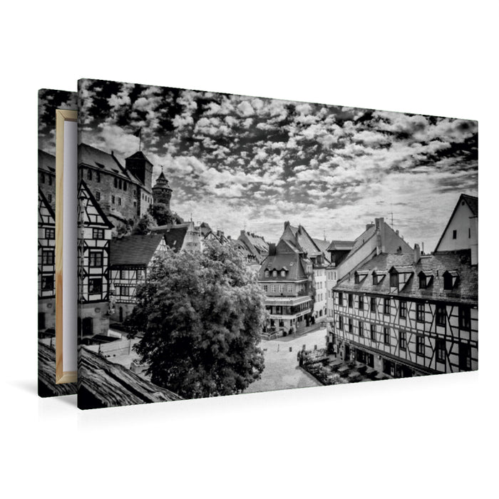 Premium Textil-Leinwand Premium Textil-Leinwand 120 cm x 80 cm quer NÜRNBERG Blick auf die Altstadt  Monochrom