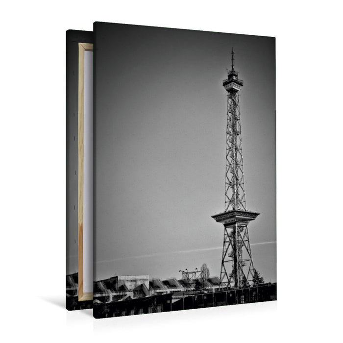 Premium Textil-Leinwand Premium Textil-Leinwand 80 cm x 120 cm  hoch BERLIN Funkturm  Monochrom