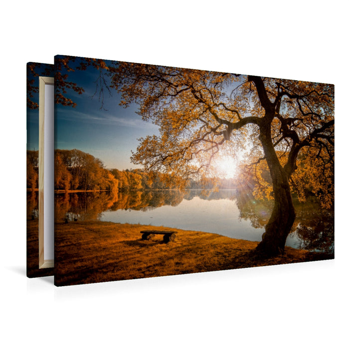 Toile textile premium Toile textile premium 120 cm x 80 cm paysage lumière d'automne 