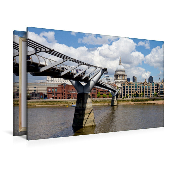 Premium Textil-Leinwand Premium Textil-Leinwand 120 cm x 80 cm quer Millennium Bridge und St Paul’s Cathedral