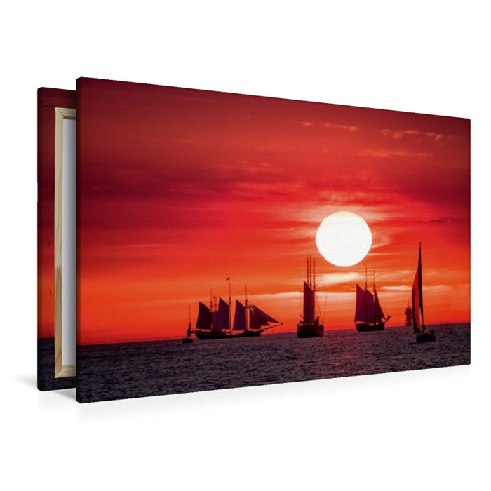 Premium Textil-Leinwand Premium Textil-Leinwand 120 cm x 80 cm quer Ein Motiv aus dem Kalender Windjammer auf der Ostsee im Abendlicht